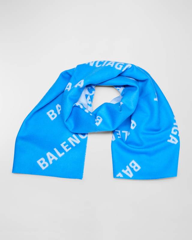 Macro Logo Brushed Wool Scarf